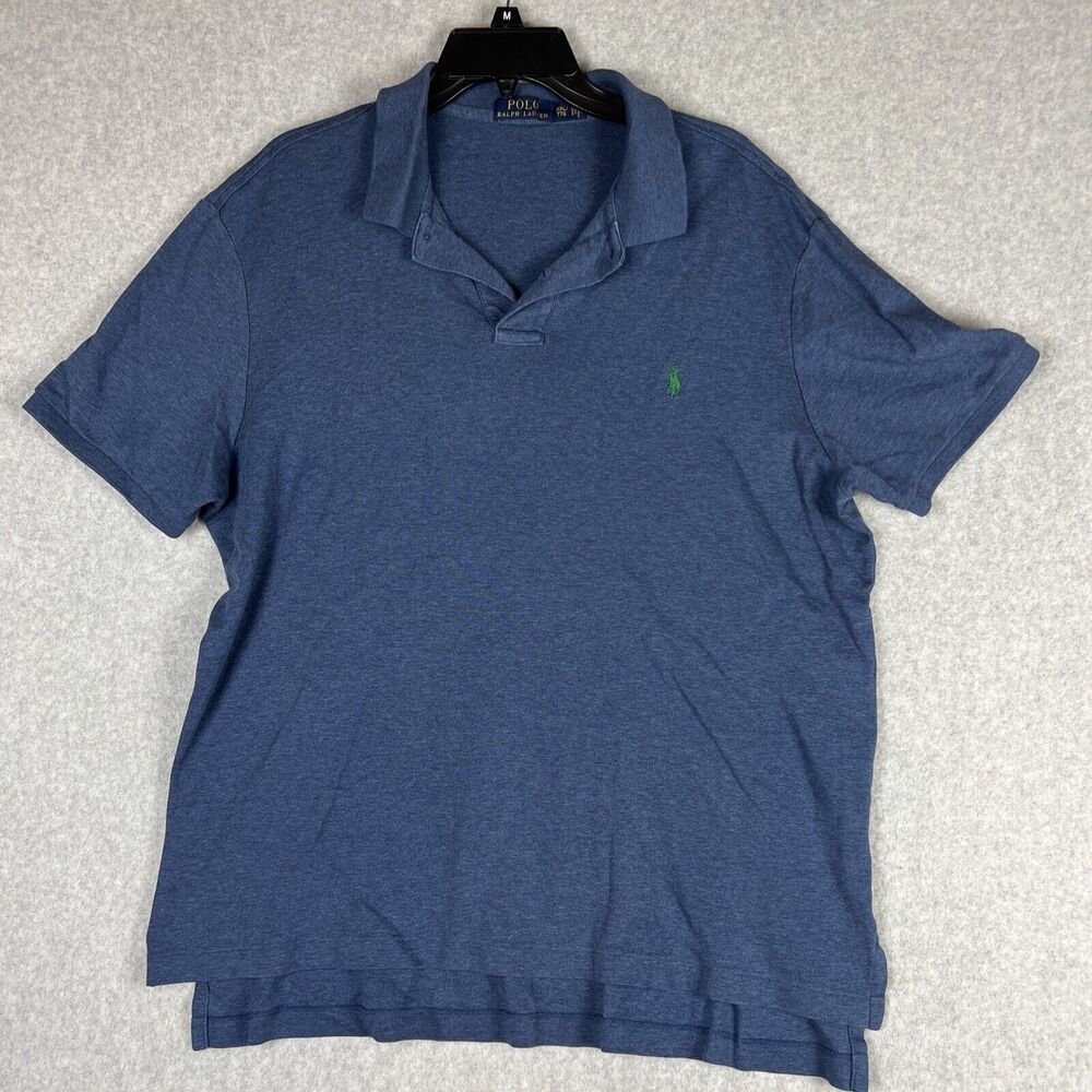 Polo Ralph Lauren Heather Blue Green Pony Cotton Polo Shirt Men XXL